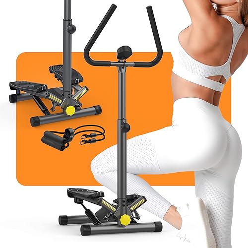 Stepper giratorio con bandas de resistencia, máquina paso a paso con capacidad de peso de 300 libras, mini paso a paso para entrenamiento de cuerpo
