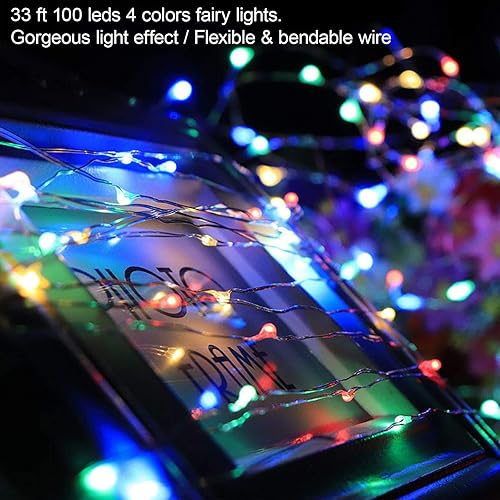 Miniatura 51 de ANJAYLIA 4 Pack Fairy Lights 33ft 100 LED String Lights Battery Operated Mini Twinkle Starry Lights for Wedding, Party, Christmas, Decor, Warm White