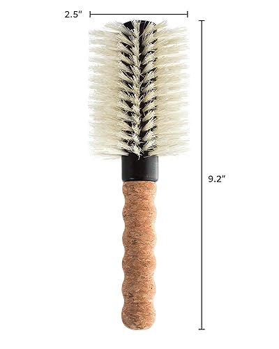 Miniatura 3 de Cepillo de pelo de cerdas de jabalí de nailon, cepillo redondo para secado por soplado, cepillo grande de 2.5 pulgadas, cepillo antiestático, mango