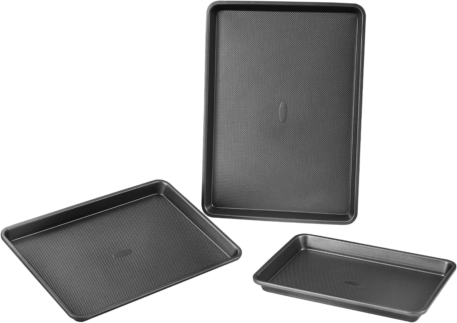 VEVOR Baking Pans Set, 3-Piece, Ultra Thick Nonstick Carbon Steel Cookware Sheets & Trays, Stackable Kitchen Oven Bakeware Cooking Sets, Easy to Clean, for Baking Cookie Cake Muffin Bread