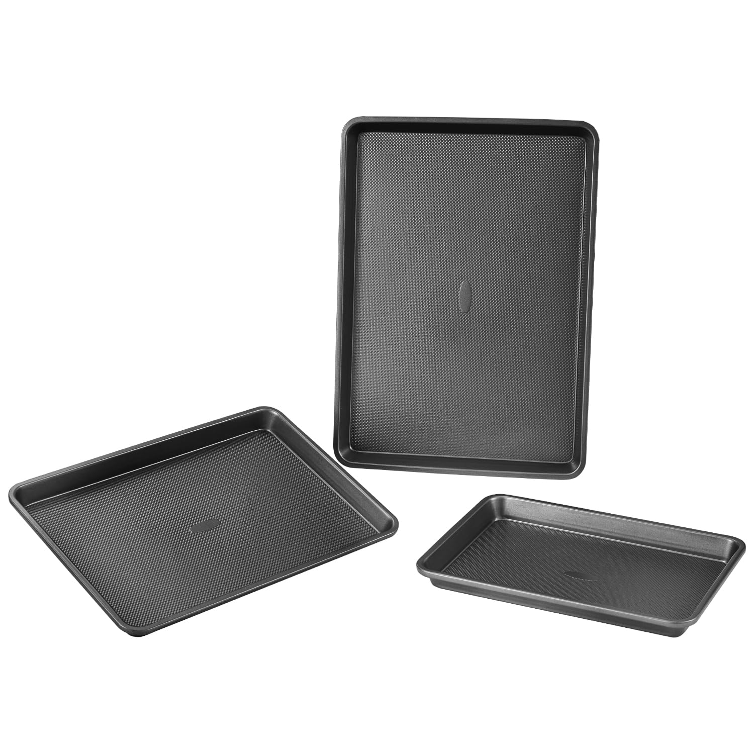 VEVOR Baking Pans Set, 3-Piece, Ultra Thick Nonstick Carbon Steel Cookware Sheets & Trays, Stackable Kitchen Oven Bakeware Cooking Sets, Easy to Clean, for Baking Cookie Cake Muffin Bread