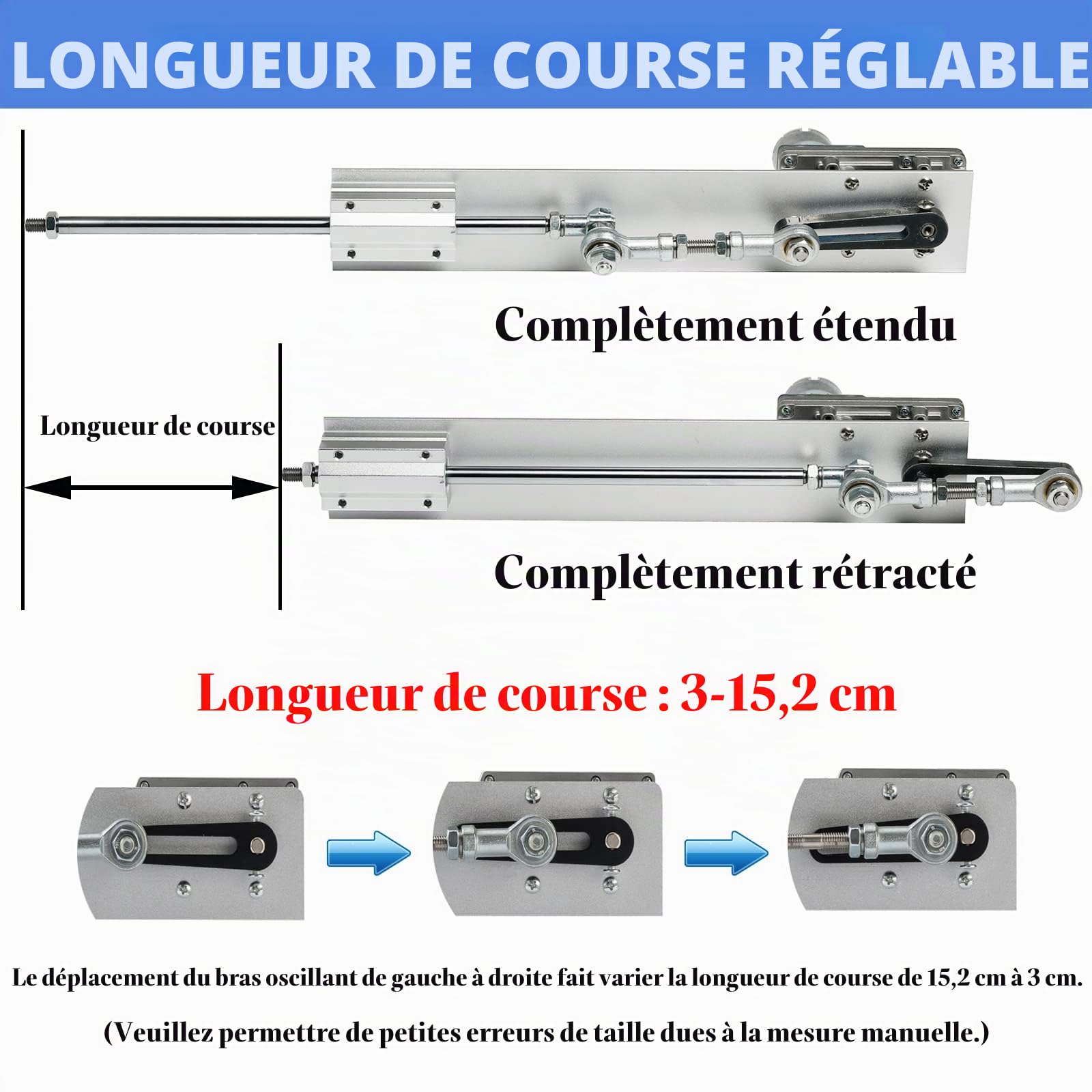 JQDML Actionneur linéaire à cycle alternatif puissant DC 24 V 120 tr/min couple élevé 18,1 kg course réglable 3 à 15,2 cm avec contrôleur de vitesse (24 V 150 mm 120 tr/min)
