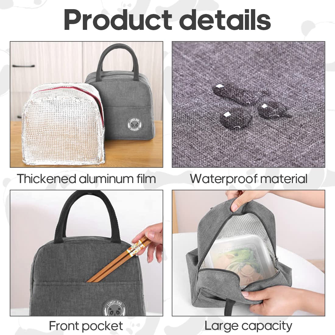LEEQ bolso del refrigerador del almuerzo,Bolsa Termica Porta Alimentos Comida Almuerzo Bolsa Isotermica con Forro Aislamiento Térmico,Genial para Playa,Picnic,Camping,Barbacoa