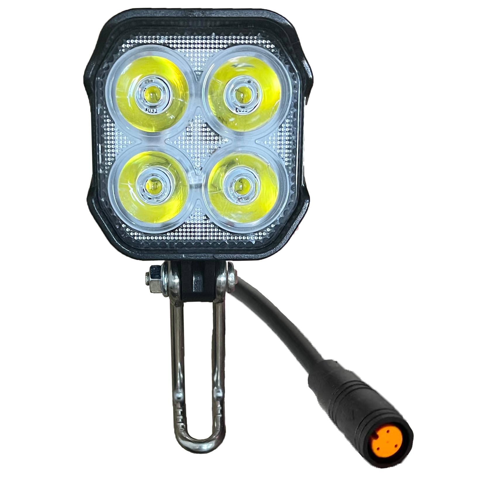 Electric Bike LED Headlight,2 pin male/female,D-060 4-LED, 16-Inch Cable, 2.12 x 2.28 in, Black (3 Pin Female)