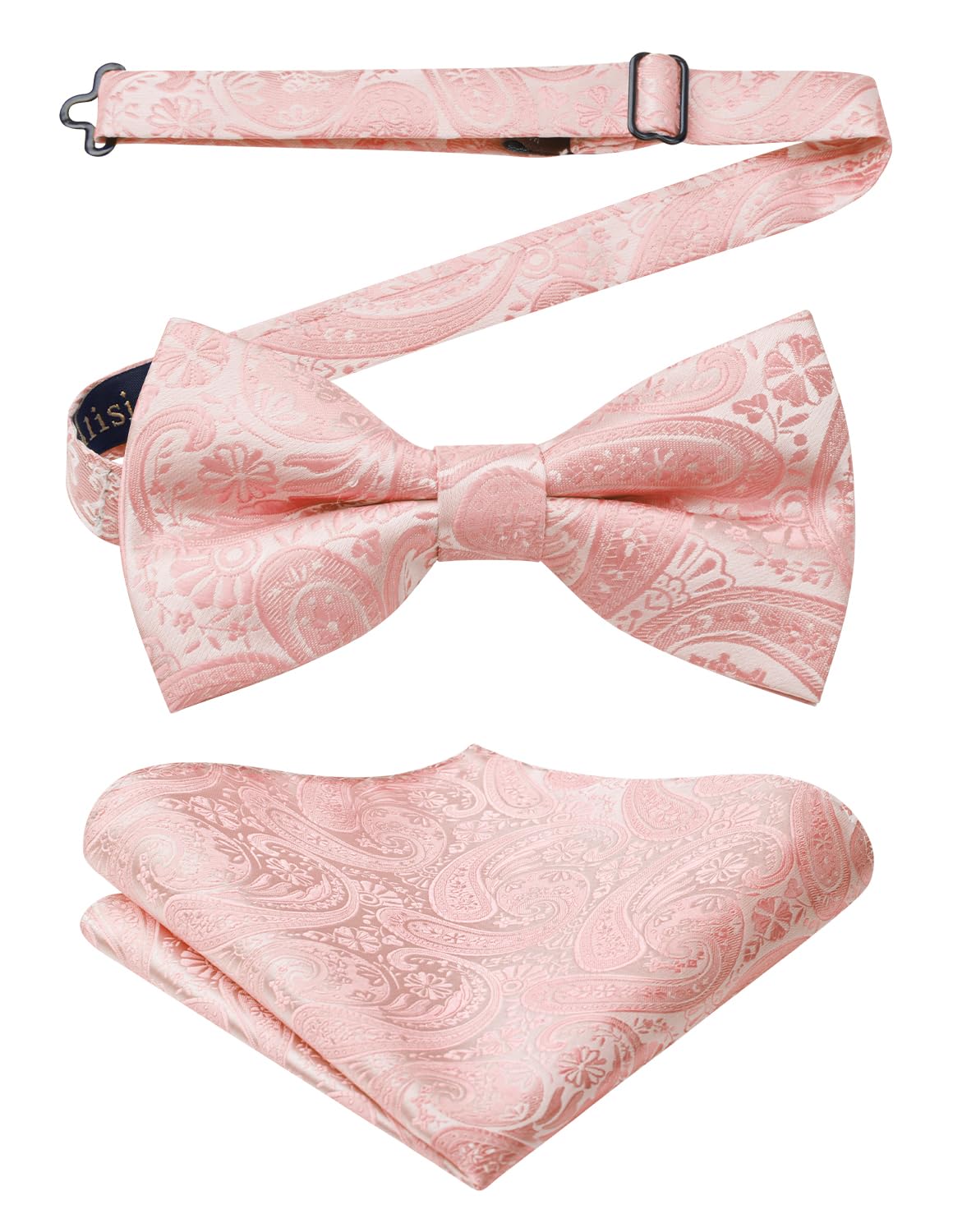 HISDERN Bow Ties for Men Paisley Floral Pre-tied Bowtie Pocket Square Set Men's Formal Bow Ties Wedding Party