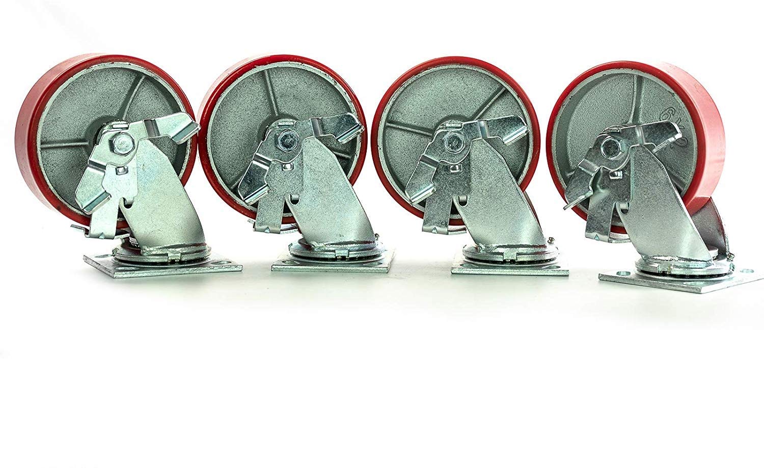 6" x 2" Swivel Casters Polyurethane on Steel Wheel w/Brake (4), Total Support 4,800 lbs