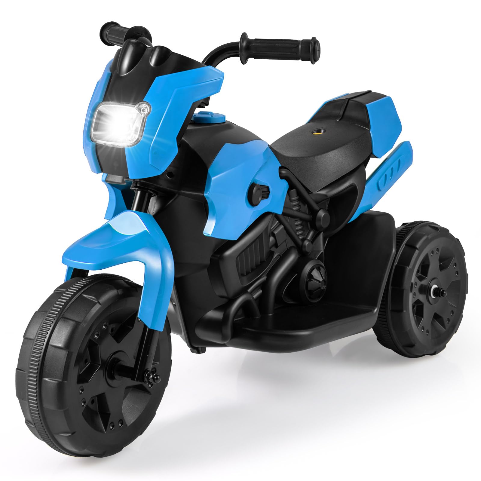 COSTWAY Kinder Elektro Motorrad, 6V Kindermotorrad elektrisch mit LED-Scheinwerfer & Fußpedal, 2-3 km/h, Dreirad Elektromotorrad für Jungen & Mädchen ab 3 Jahren (Blau)