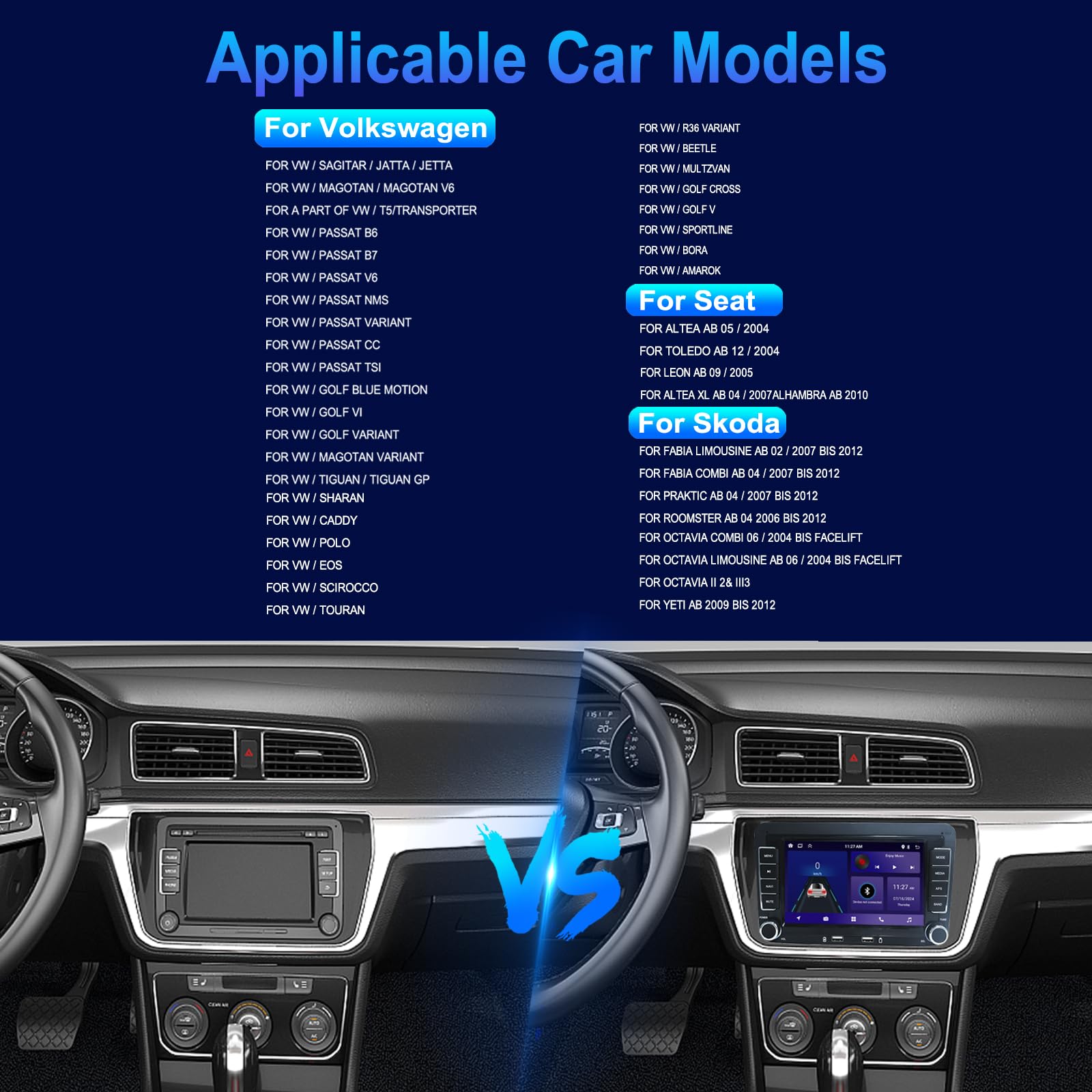 Autoradio Carplay Android Auto pour VW Golf 5 6 Polo Seat Skoda