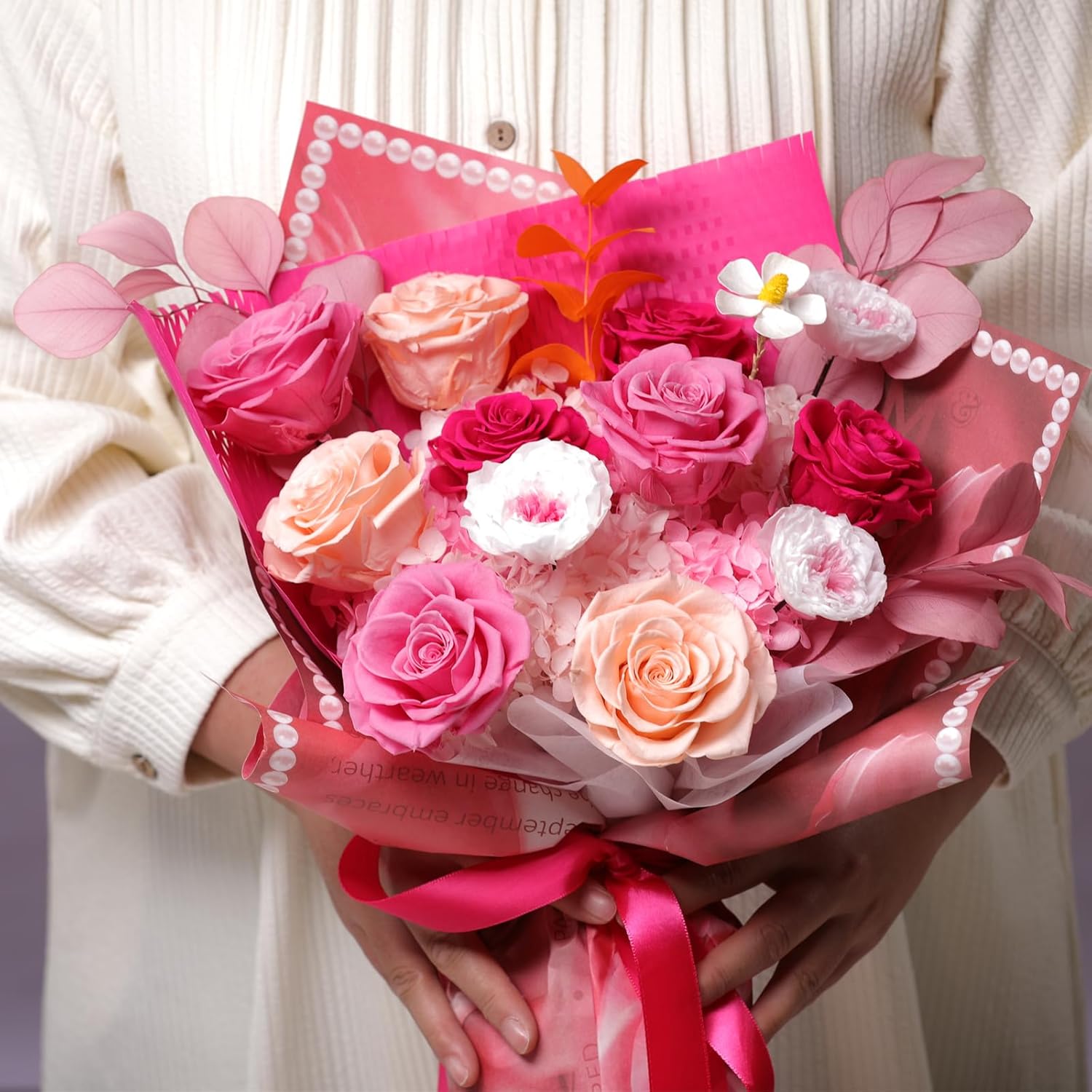 Lovenfold Preserved Flowers Bouquet 12 Mixed Multi-Color Roses for Delivery, Birthday Flowers Rose Gifts for Women Mom Grandma