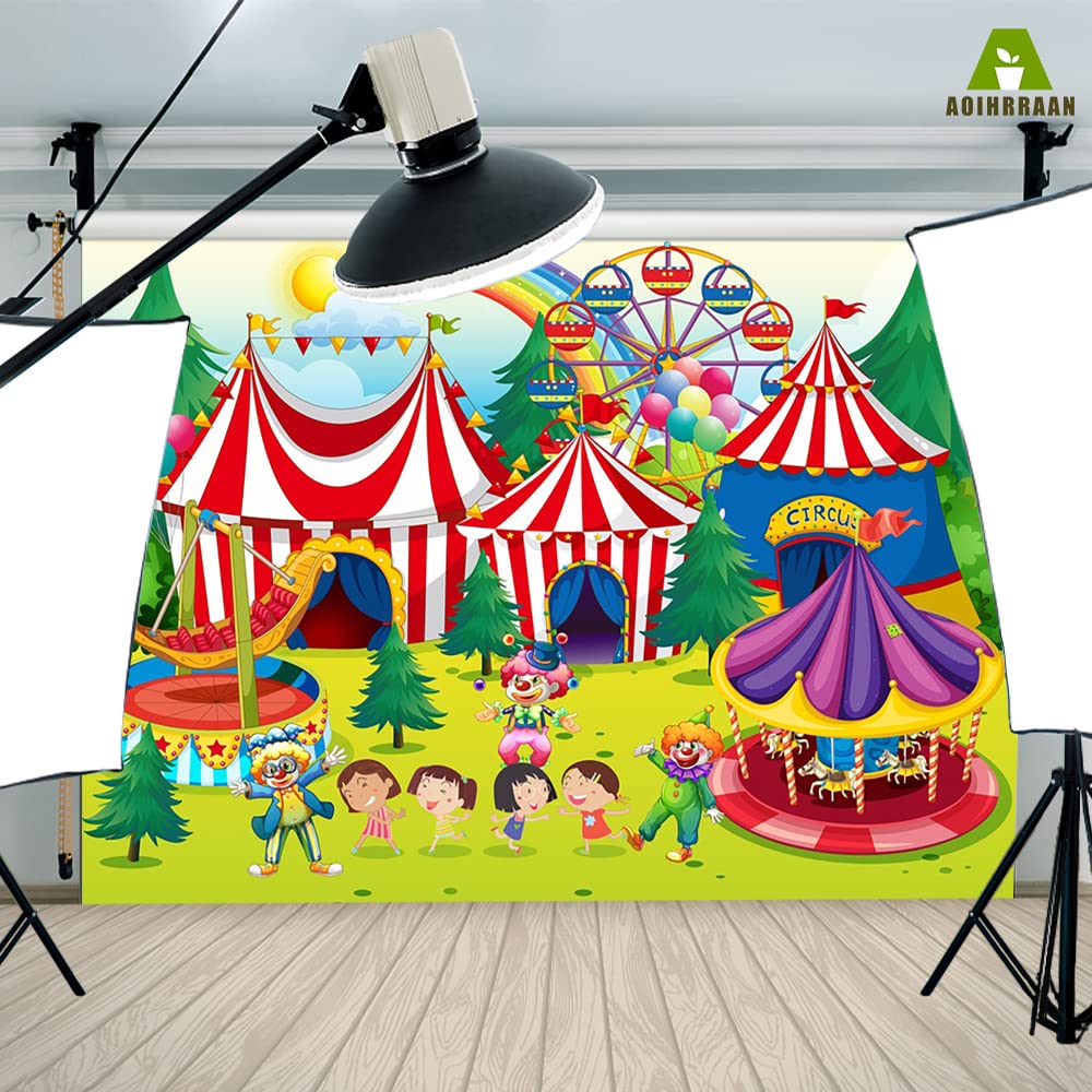 Renaiss Toile De Fond Cirque 3x2m - Rayures Rouges Paillettes Pour Photographie Anniversaire Carnaval