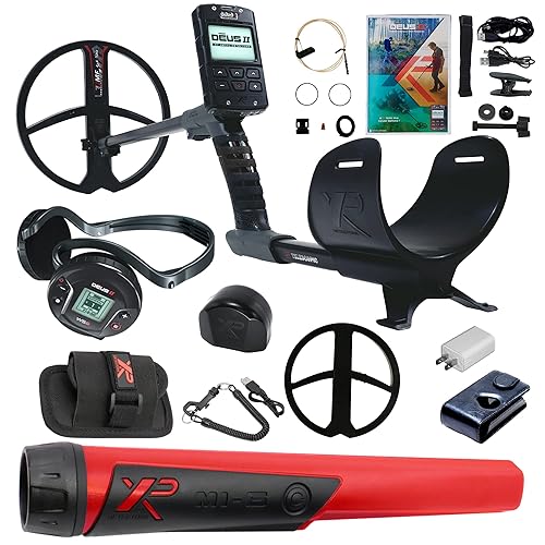 XP Metal Detectors Deus II Fast Multi Frequency Metal Detector with 11'' FMF Search Coil and MI-6 Pinpointer, Black