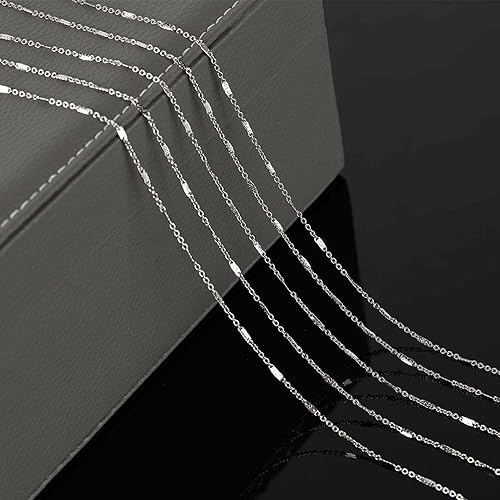 Miniatura 6 de KYUNHOO Cadenas de 32.8 pies para hacer joyas, cadena de acero inoxidable de plata a granel, collar de cadena fina para mujer, cadena de cable con