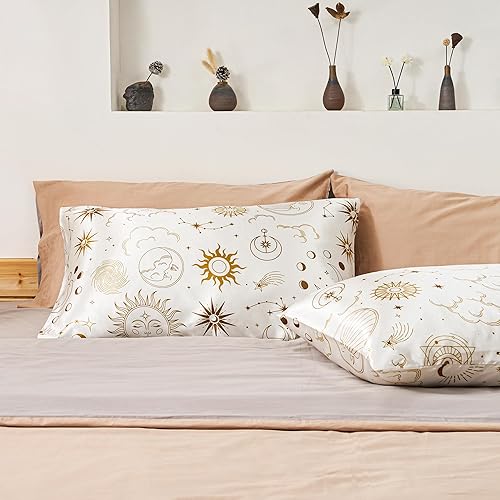 Miniatura 3 de EXQ Home Funda de almohada de satén sedoso para cabello y piel, fundas de almohada estampadas suaves y refrescantes, juego de 2 fundas de almohada