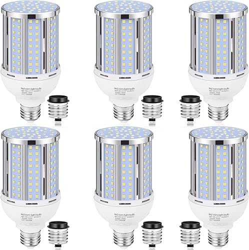 Bombilla LED de maíz de 70 W (paquete de 6), (equivalente a 700 vatios) sin ventilador E26E39 medianogrande con base de mogol, lámpara LED de