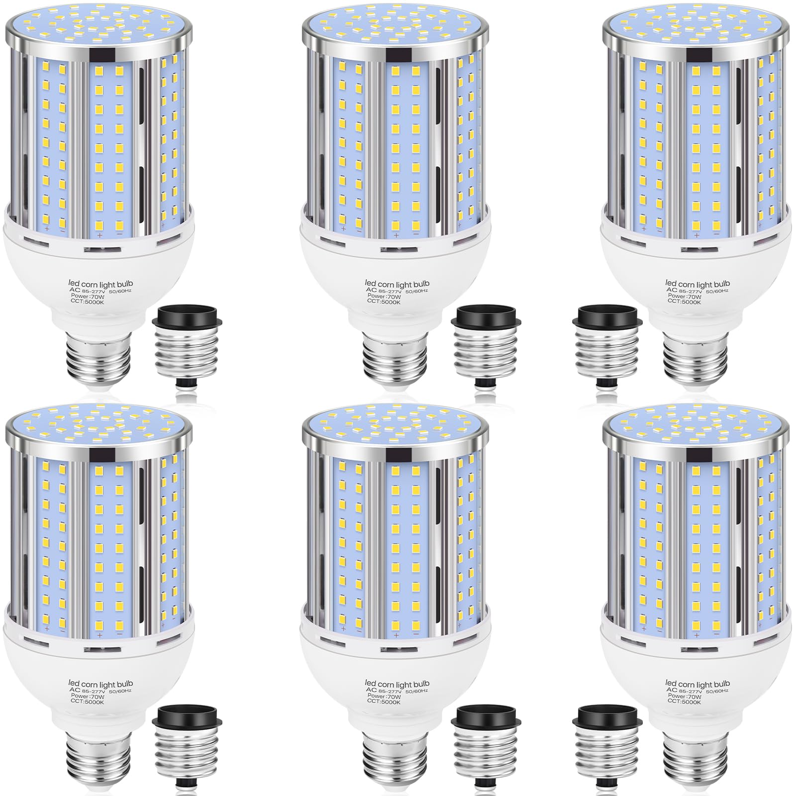 Photo 1 of XYCN 70W LED Corn Light Bulb(6 Pack),(700 Watt Equivalent) 3000K E26/E39 Medium/Large Mogul Base LED Cob Lamp Warm White 8,800LM for Outdoor Indoor Garage Warehouse Factory Workshop Street Backyard