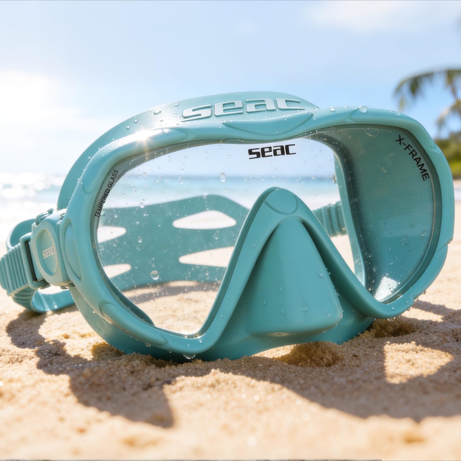 SEAC X-Frame - Rahmenlose Silikon-Tauchmaske mit einzelner gehärteter Glaslinse | Klare Sicht und Stabilität unter Wasser, geringes Volumen | Zum Tauchen und Schnorcheln - Made in Italy