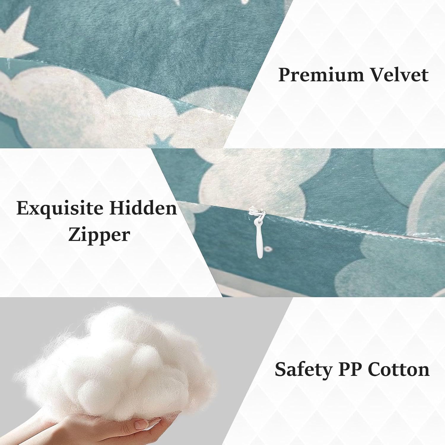 White Clouds Human-Shaped Pillow Soft Body Pillows Washable Velvet Pillows for Anxiety Relief Sleeping Cuddling & Support