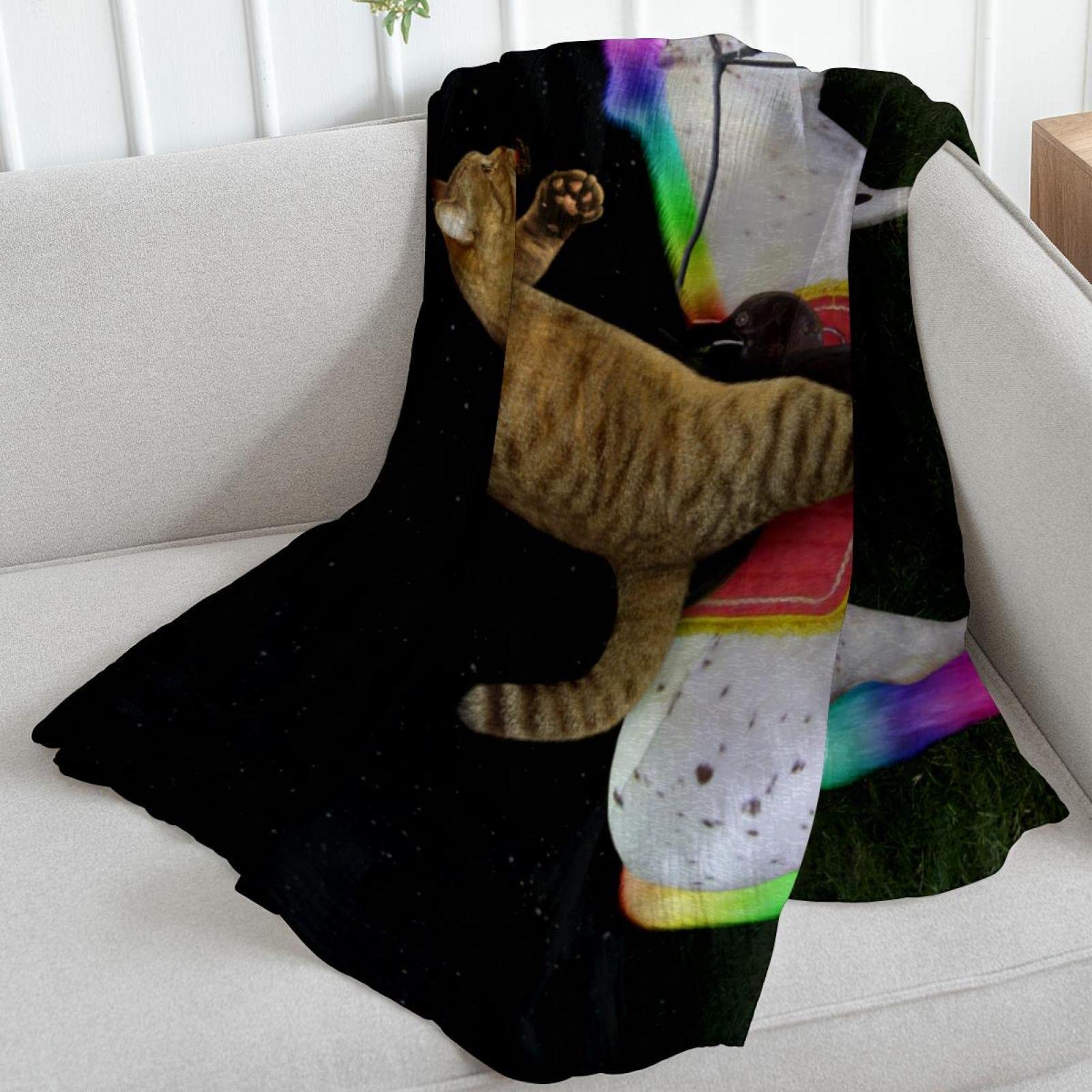 Coperta in pile per divano, divano o letto, accoglienti e morbide coperte gatto unicorno cane