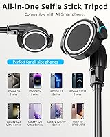 Vista 6 de UBeesize Trípode magnético de 72 pulgadas para iPhone con control remoto, soporte extensible para teléfono celular, compatible con MagSafe, trípode