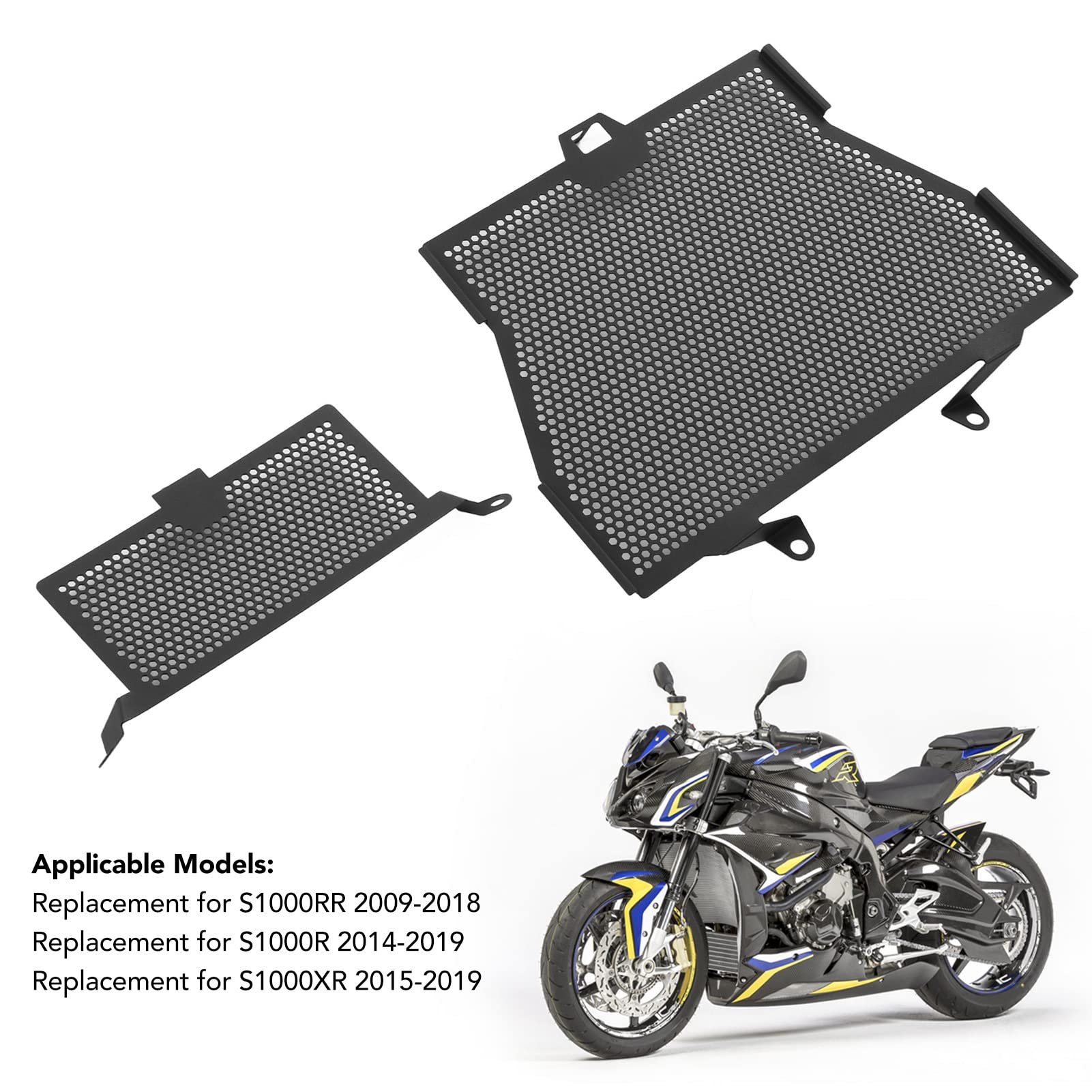 Motorrad-Ölkühler-Grillabdeckung, 2 STÜCKE Kühlerschutz Edelstahl Rostfreier Ersatz für S1000RR S1000R S1000XR