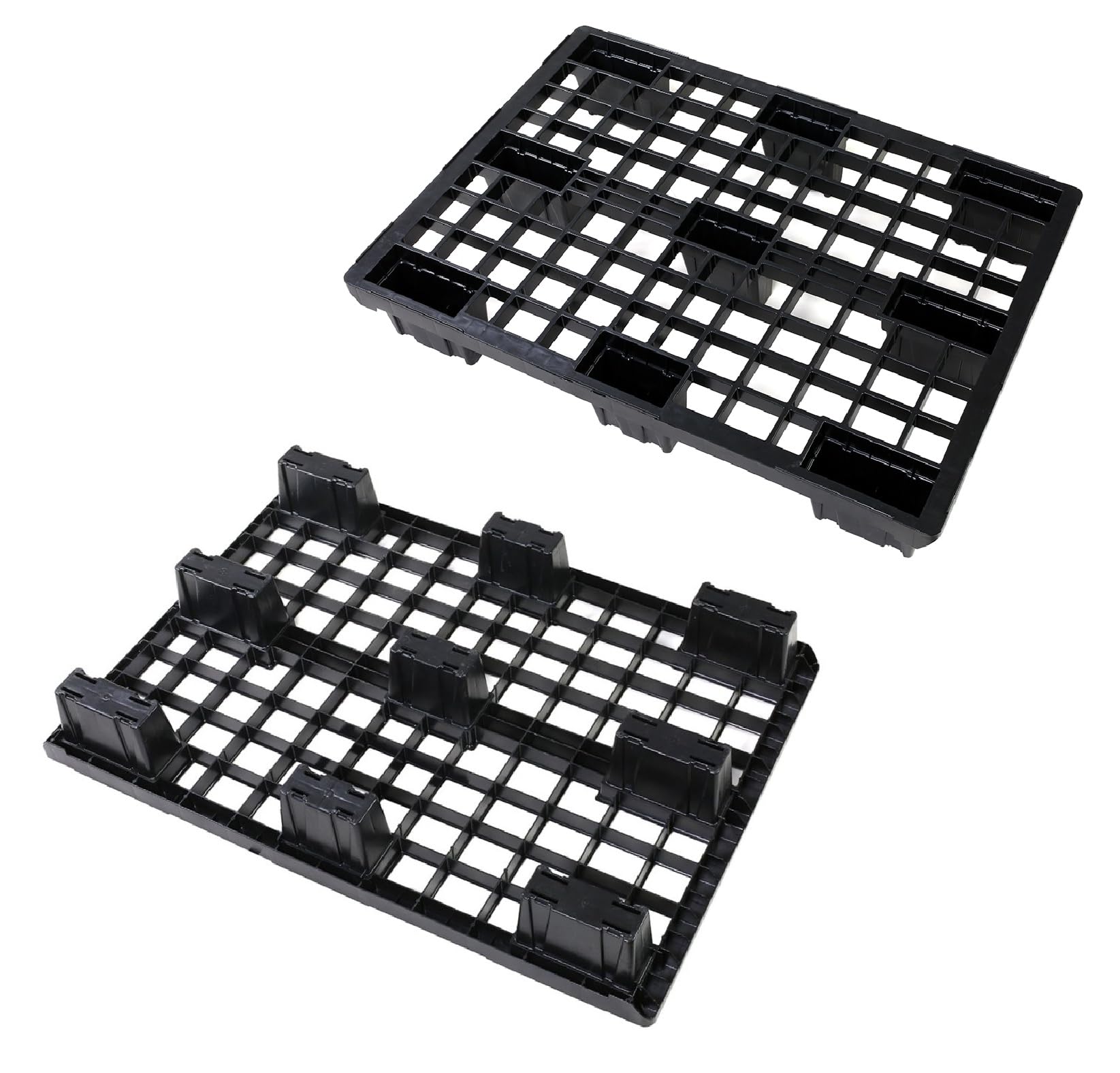 CATOLO Lot de 10 palettes légères, 120 x 80 cm, en plastique européen, jetables, noires