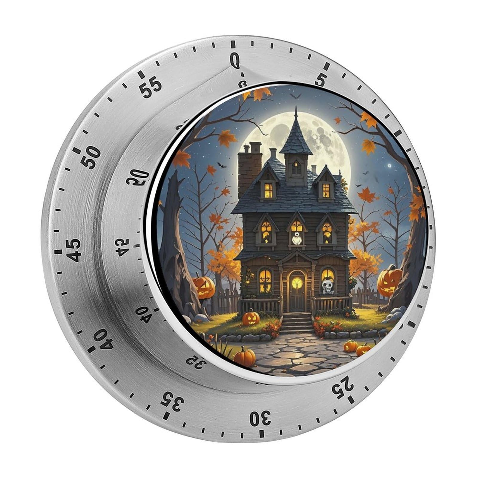 Moon Castle Fashion Visual Timers Wind Up 60 Minutes Desk Stainless Steel Magnetic Timer Countdown Clock No Batteries Loud Alarm for Kitchen Chef Cooking
