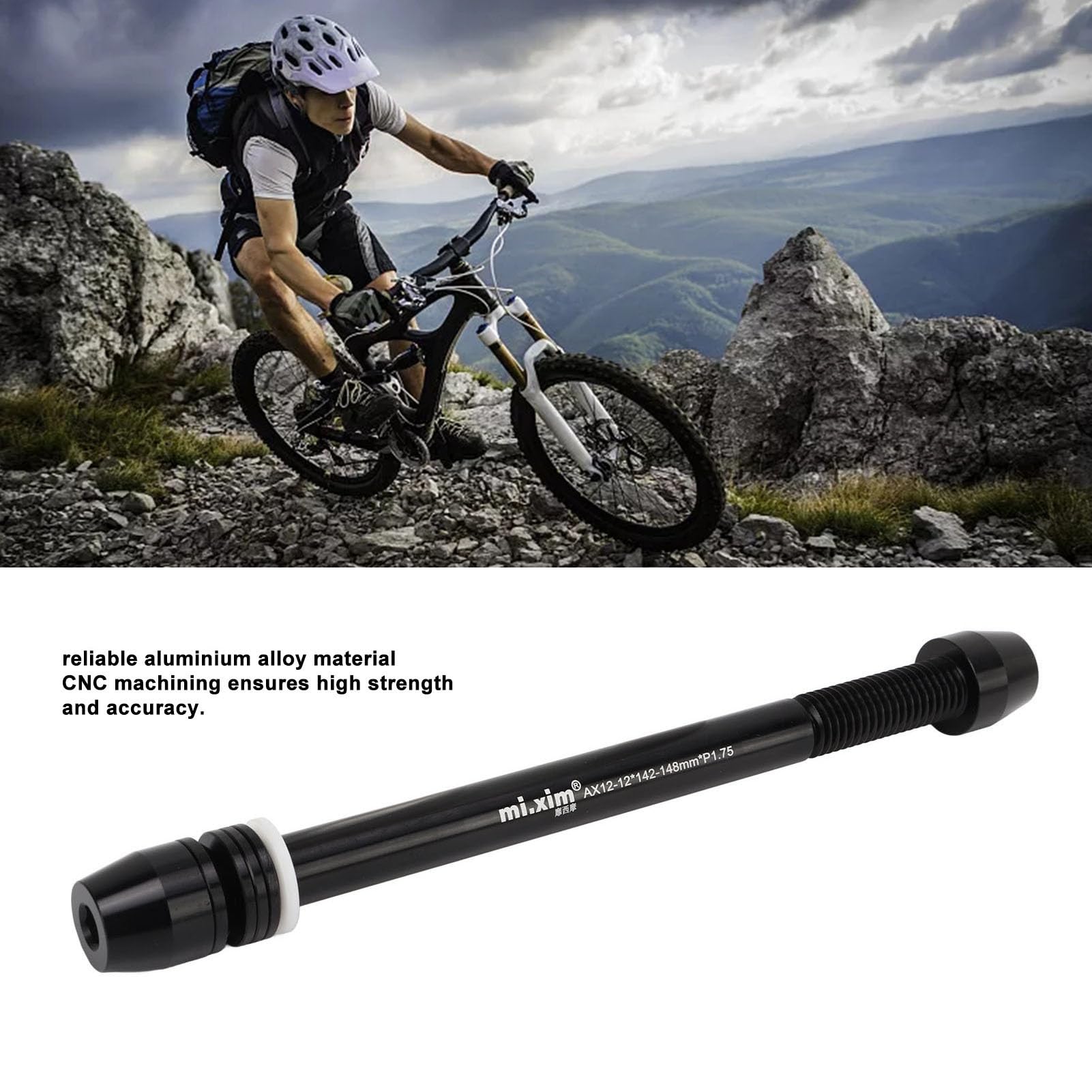 Focket Trainer Thru Axle, Lega di Alluminio Adattatore per Perno Passante Spiedo Ruota Posteriore per Interni, Lunghezza da 142mm a 148mm Boost, per da M12x142 a M12x148mm