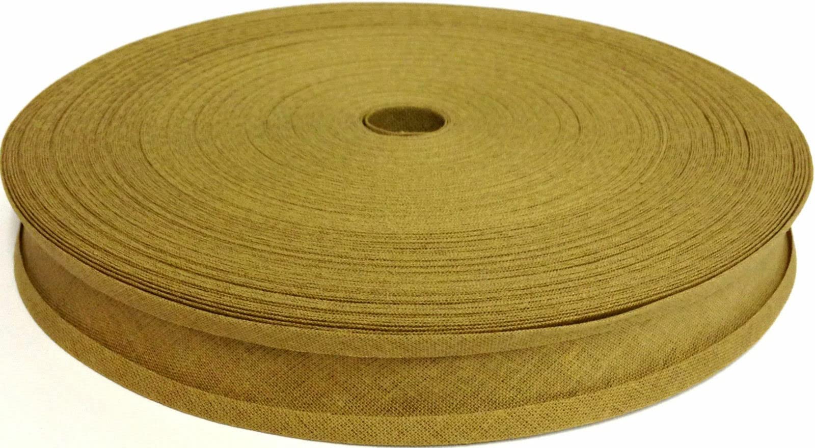 100% Cotton Bias Binding Tape 50m, Double Folded 50 Metre Roll, 1 Inch 25mm Wide, Edging for Sewing, Bunting, Upholstery, Furniture, Piping & Garments (Champagne 6365)
