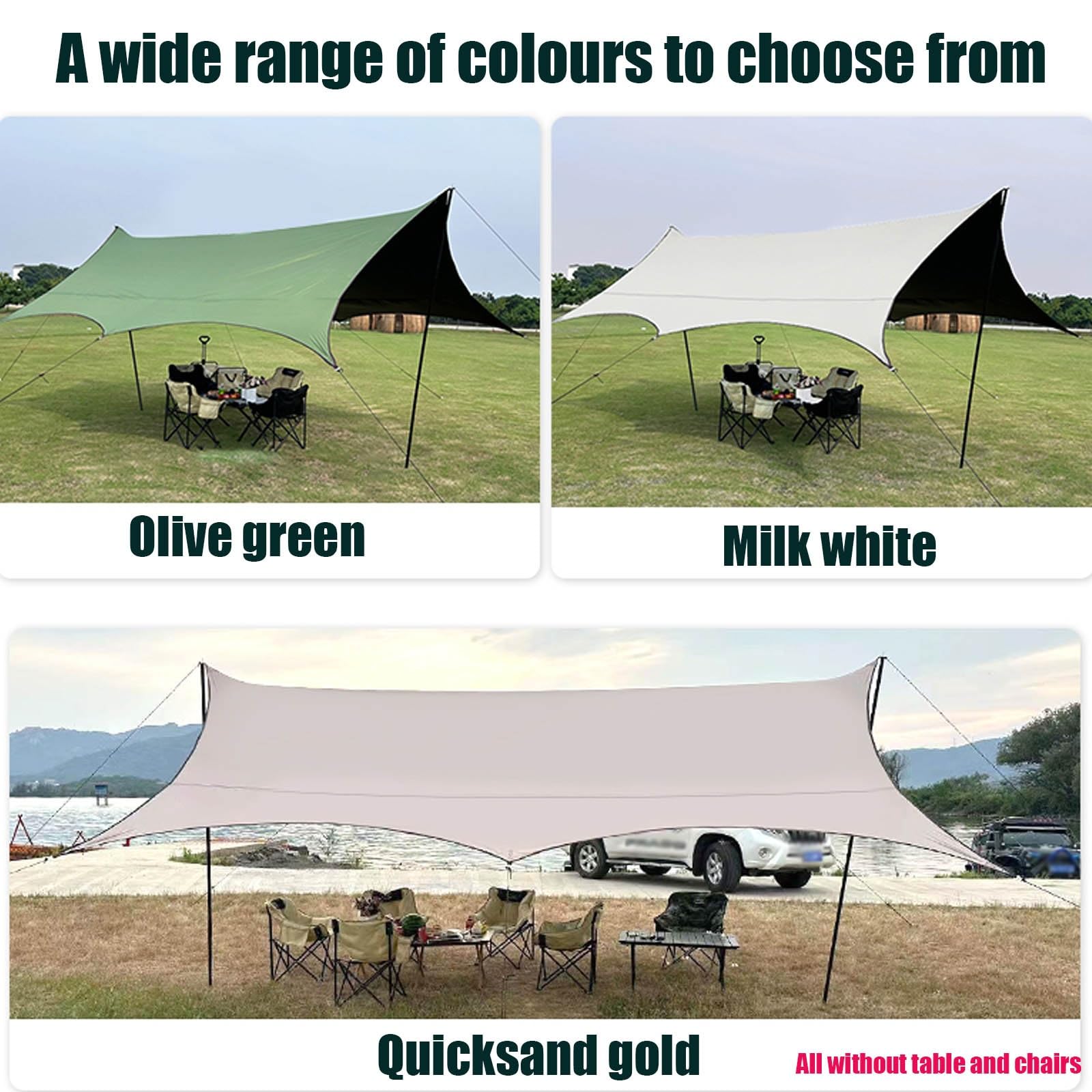 Tarp 5x4m Wasserdicht, Picknick-Unterstand Mit Windseilen/Stangen, Für Camping, Picknick, Outdoor Aktivitäten (Color : Beach Gold, Size : 450x440x260mm) Sonstiges