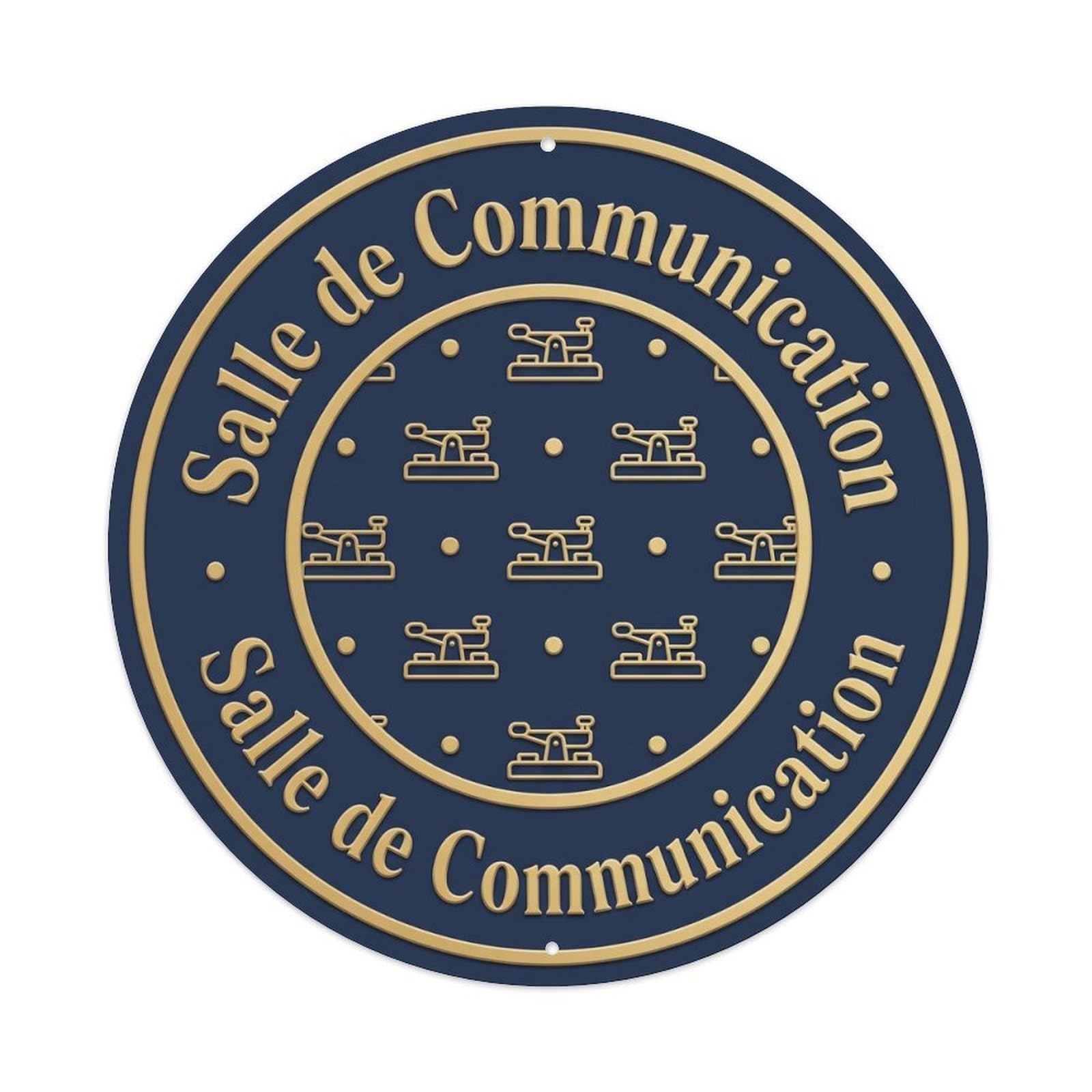 Vintage Salle De Communication Text Telegraph Metal Tin Sign