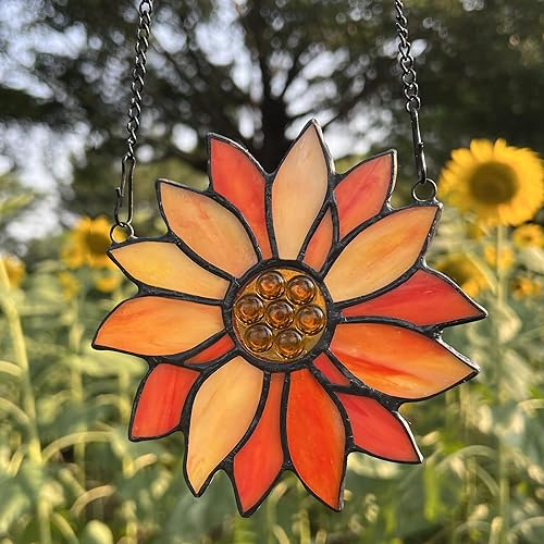 Miniatura 8 de Kleeglee Regalos de flores de sol, colgantes de vitrales, hecho a mano, atrapasoles de flores, decoración de ventana de interior para mujeres, mamá,