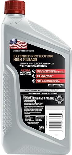 Miniatura 3 de Valvoline - Aceite de motor de protección extendida de alto millaje con tecnología Ultra MaxLife 0W-20, sintético completo, 1 cuarto de galón, caja