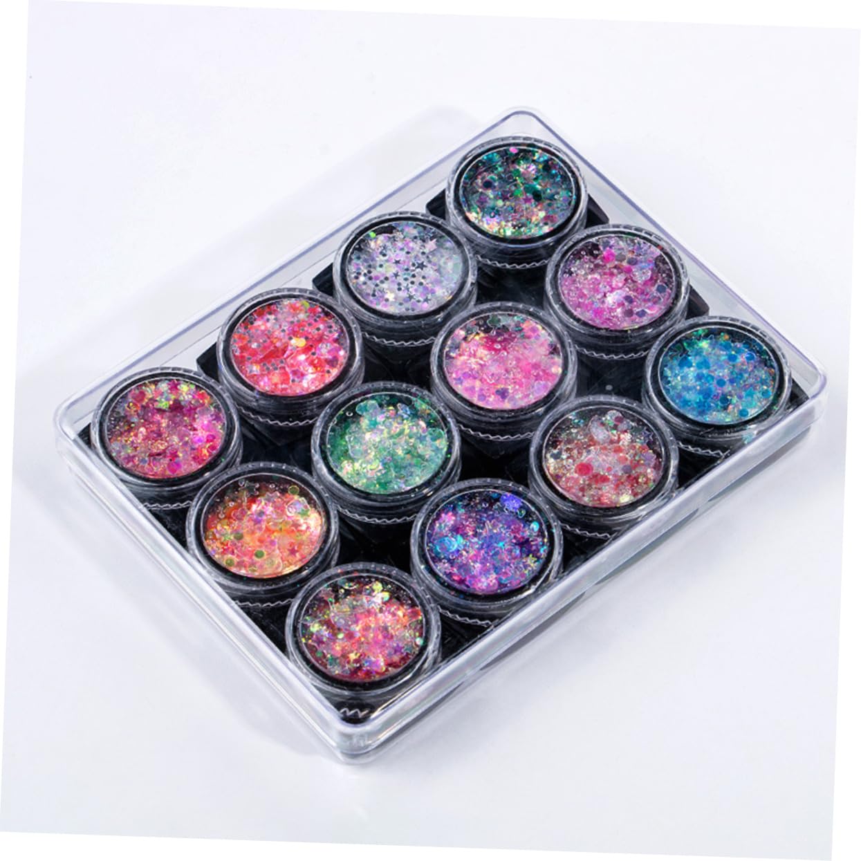 Didiseaon Set Da 3 Pezzi - Set Per Il Corpo Con Paillettes A 12 Colori Glitter Per Il Trucco Paillettes Gel Per Il Viso Nail Art Illuminante Per Occasioni Speciali