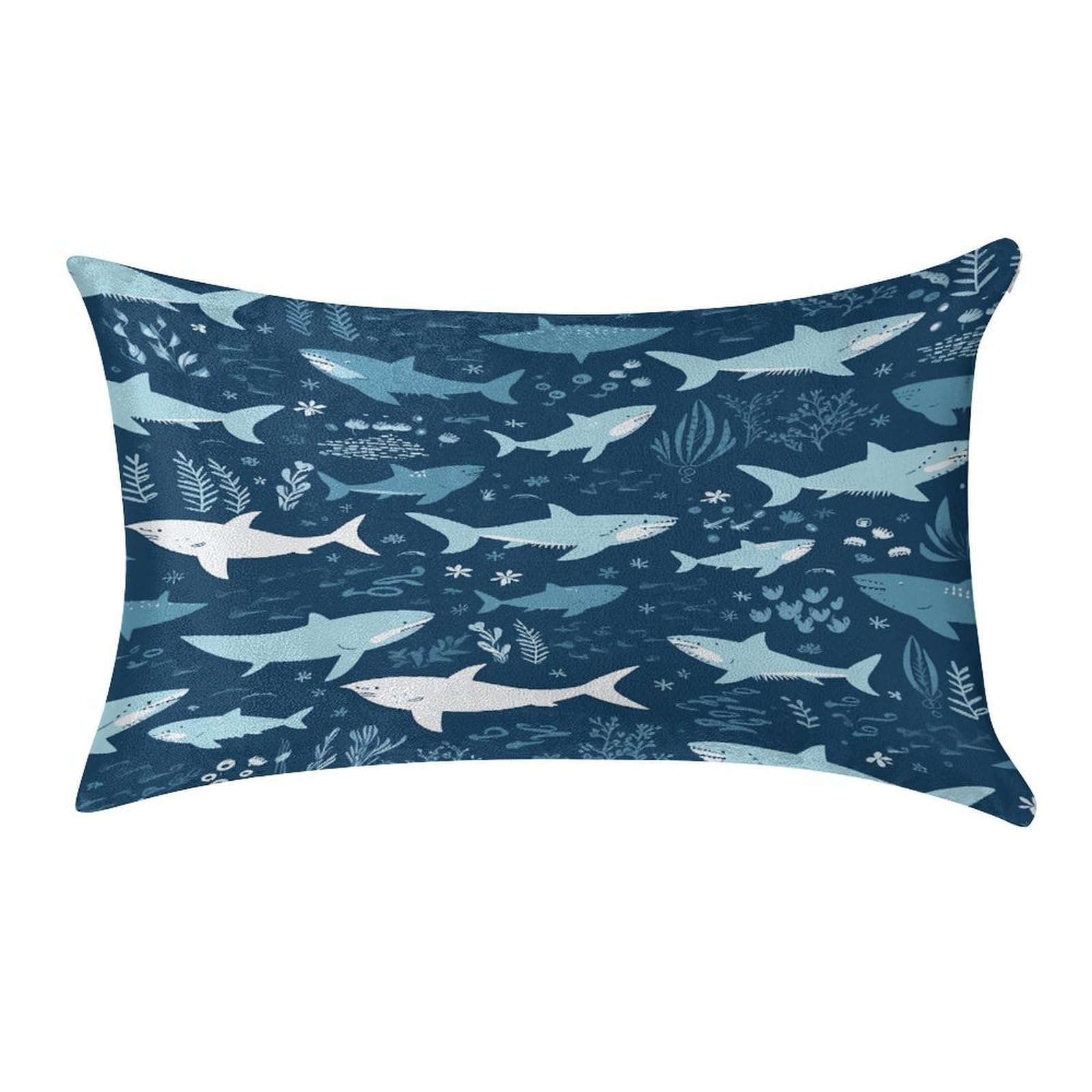 MUSM Sharks Pillow Case 12"X20" Luxury Velvet Throw Pillow Cover Fade Resistant Cozy Soft Pillowcases Pillow Protector Pillow Shams Lumbar Pillow Shells for Home&Gifts