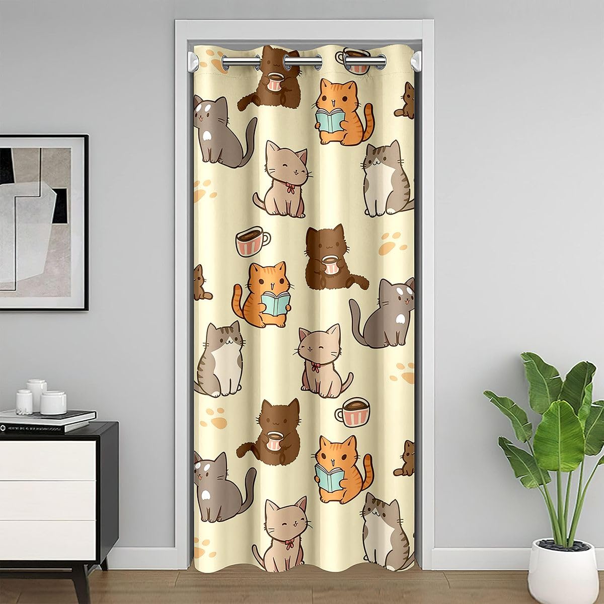Cortina divisora de habitación de gato Homemissing para puerta de dormitorio de animal lindo