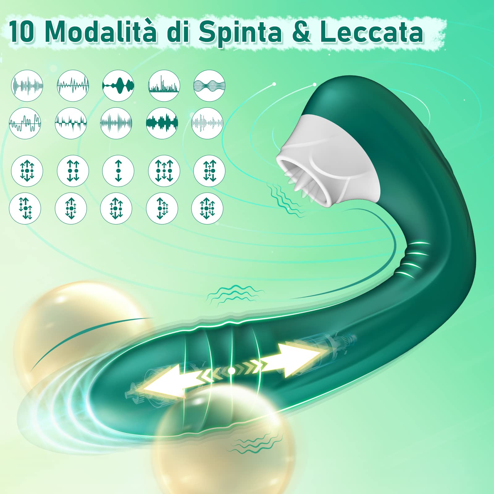 Vibratore per Punto G per Donne, Vibratore Dildo di Coppia con 10 Modalità di Spinta e Leccata, Vibratore Anale è Giocattoli Sessuali Ricaricabili con Stimolazione Clitoride, Silicone Vibratore