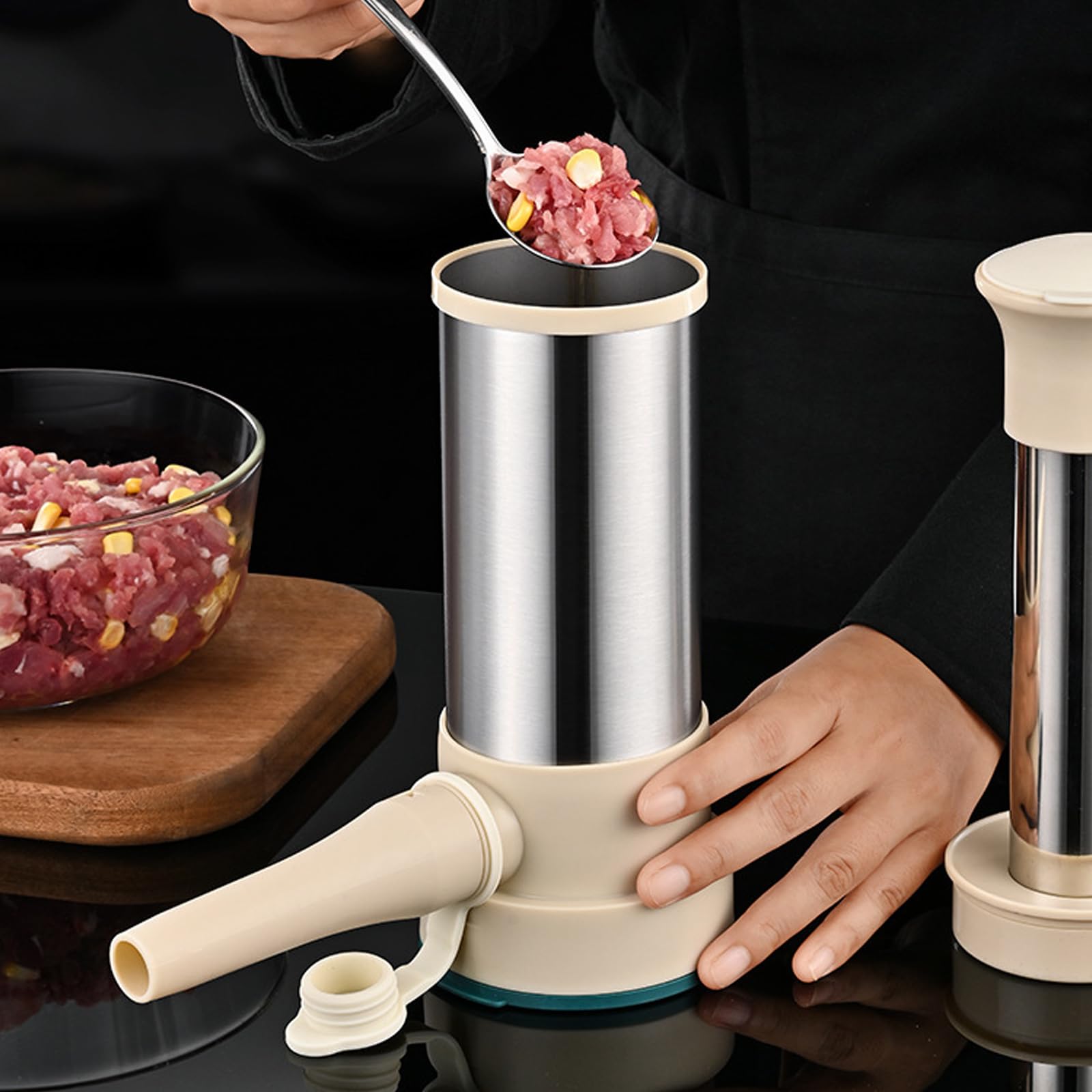 Riempitrice per Salsicce in Acciaio Inox,Macchina per Insaccatrice Manuale Strumento per Riempire Salsicce Insaccatrice per Salsiccia con Imbuto per Salsiccia,per Carne Riempitrice per Salu