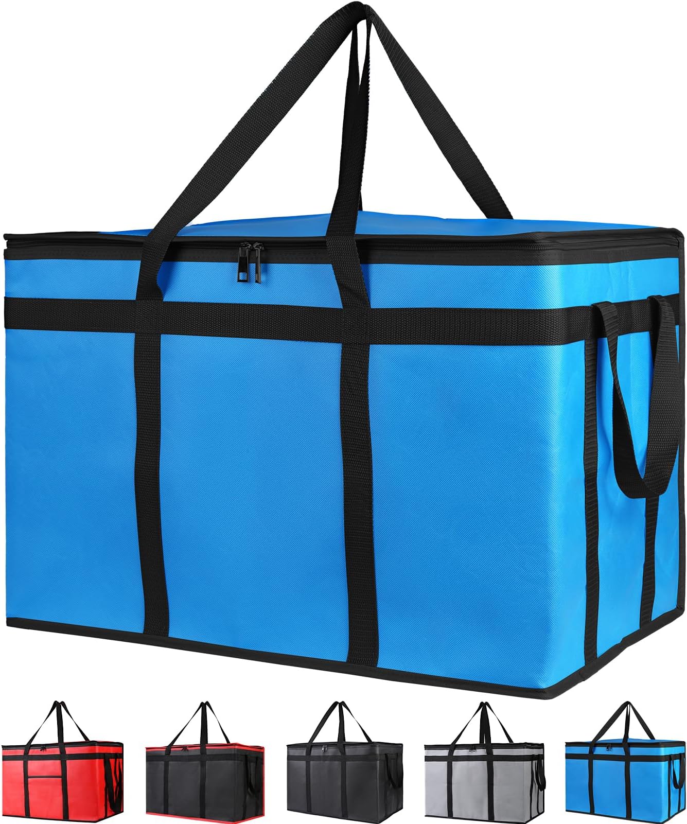 Insulated Food Delivery Bag for Hot and Cold Meal, XXX-Large, Bodaon Grocery Tote Insulation Bag for Catering, Pizza Warmer, Blue, 1-Pack