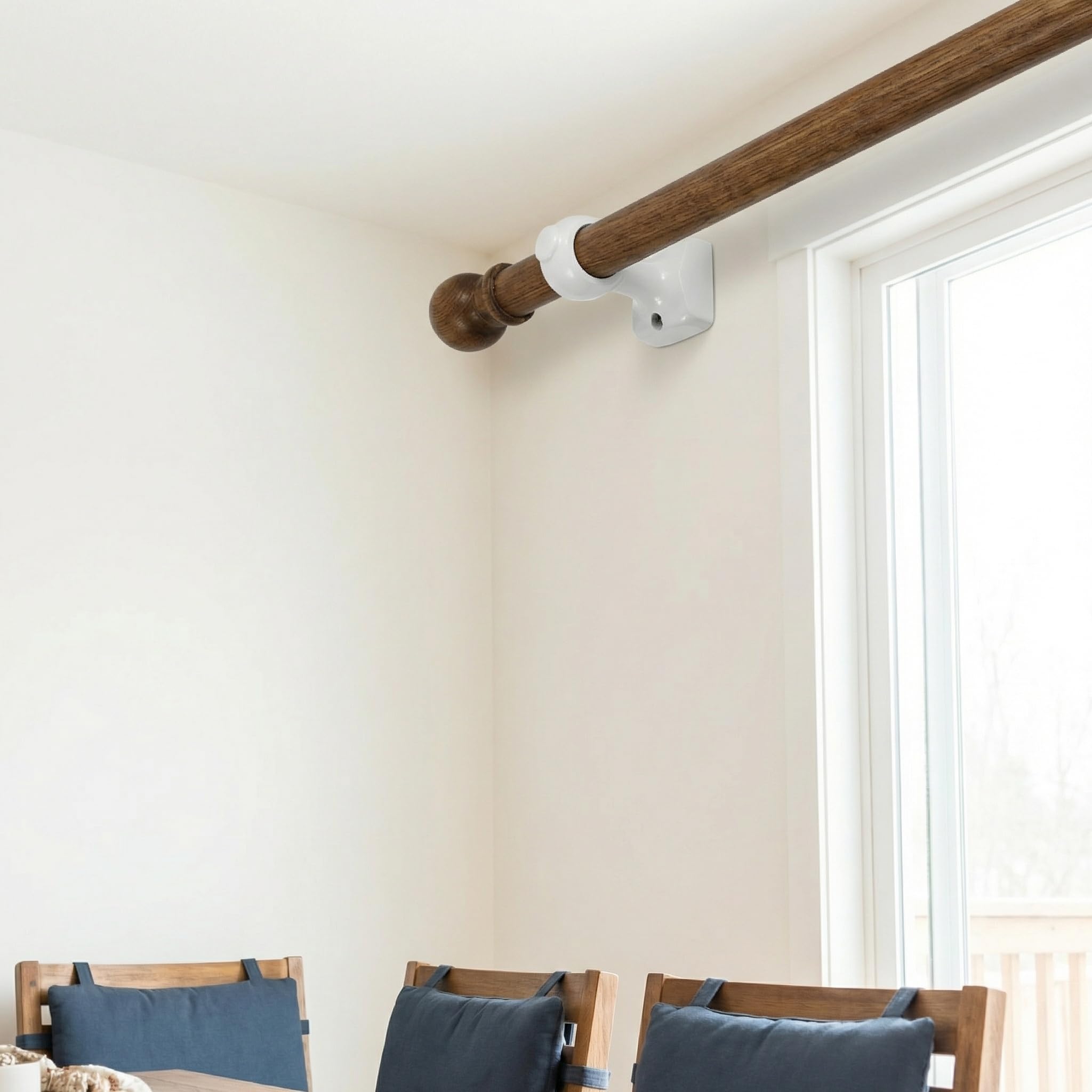 GALPADA 4 Pezzi Supporto Bastone e Stabilità Migliorata Design Decorativo in Legno Bianco per Tende Confezione per Arredamento Casa e Ufficio