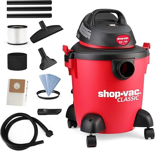 Shop-Vac Aspiradora húmeda y seca de 5 galones 2.0 Peak HP, aspiradora portátil de alta resistencia, función 3 en 1 con accesorios para casa,