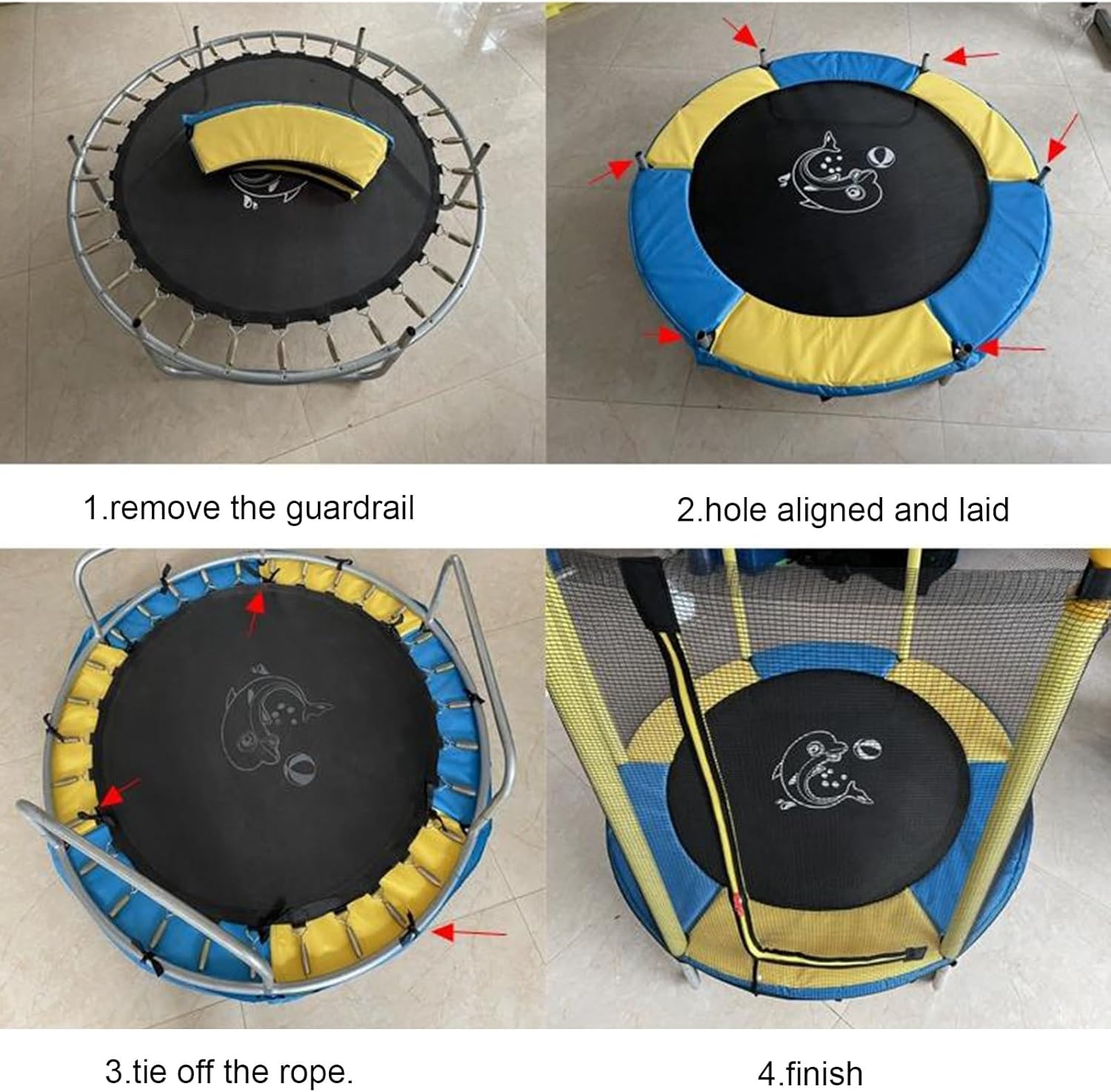 Trampoline Spring Cover Pad,Waterproof Trampoline Pad Replacement Cover,800D Tear-Resistant Oxford Cloth,fit Indoor Trampoline for Toddlers(Yellow,1.2m)