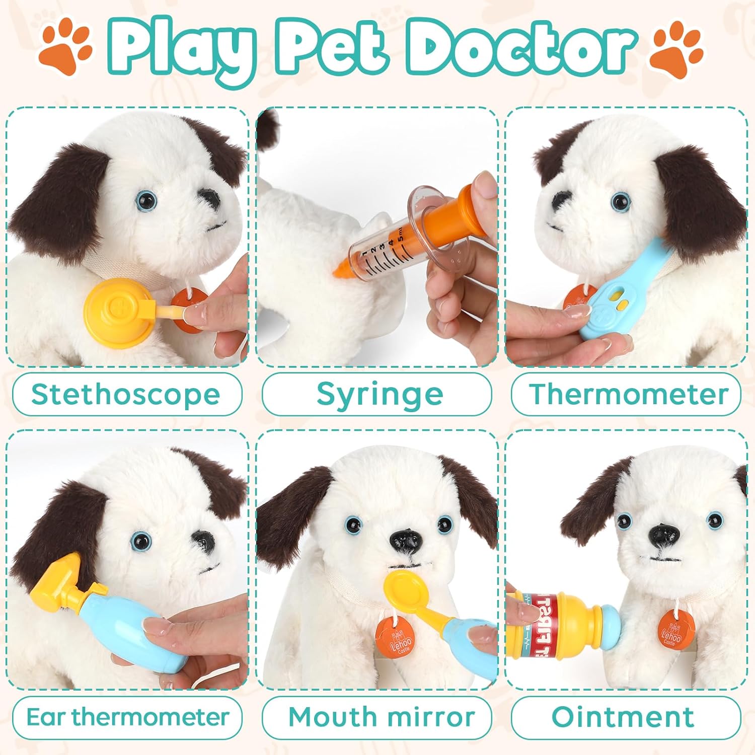Lehoo Castle Vet Set for Kids, Doctors Set for Kids, Toys for 3 Year Old Girls, Kids Doctors Set with Toy Stroller, Pet Care Role Play Set with Plush Dog, Gifts for 3 4 Year Old 7 71GNSf8sH8L. AC SL1500