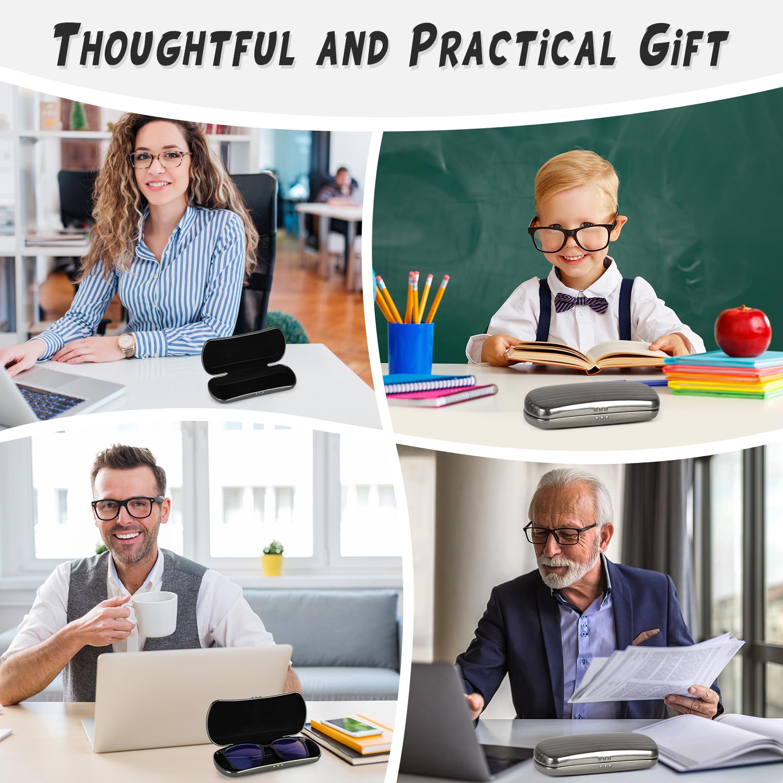 Hifot Twarde etui na okulary, aluminiowe etui na okulary, metalowe pudełko na okulary, etui na okulary dla mężczyzn, kobiet, dzieci, etui na okulary przeciwsłoneczne, Szaro-zielony, rozmiar