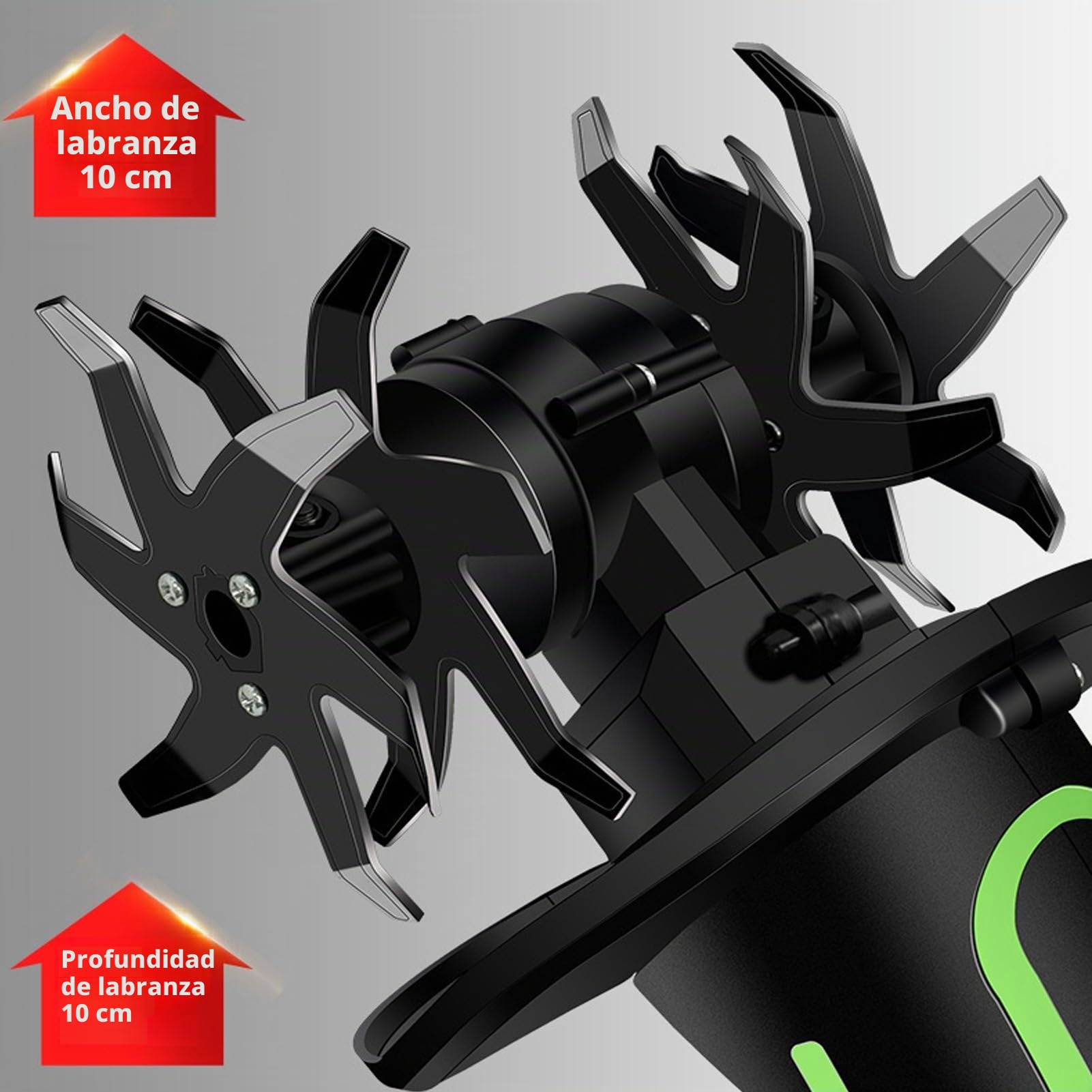 Fockety Cultivador Inalámbrico, Motocultor Eléctrico de 235 RPM con 10 Cm de Ancho y 10 Cm de Profundidad, Motocultor a Batería para Jardinería, Césped y Cultivo de Suelo
