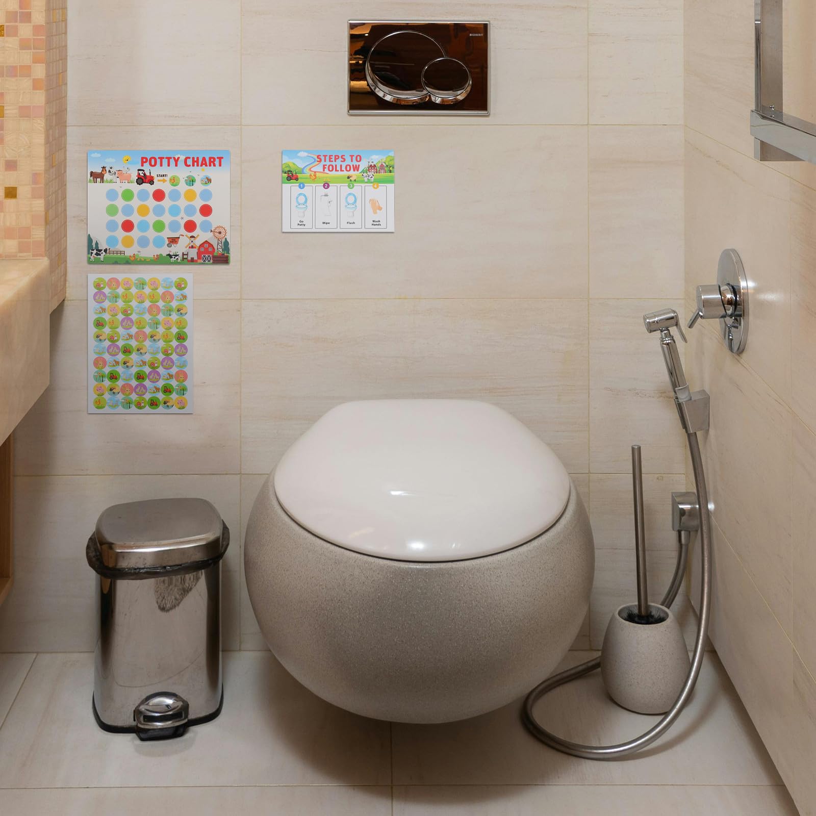 YARNOW Tabla de Entrenamiento con Pegatinas Reutilizables para Niños para Ir al Baño de Papel Que Fomentan el Uso Independiente del Inodoro en Niños Pequeños — view 5