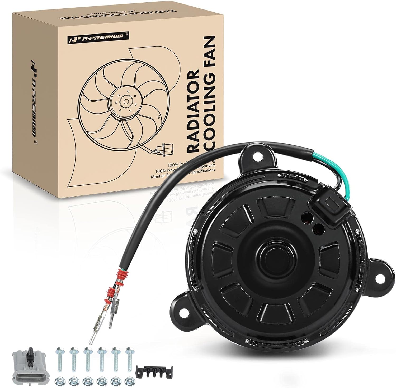 A-Premium Left Side Engine Cooling Fan Motor Compatible with Select Buick & Chevrolet & Pontiac & Saturn Models - Terraza 2005-2006, Uplander 2005-2006, Montana 2005-2006, Relay 2005-2006