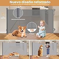 Vista 3 de Puerta retráctil reforzada para bebé, puerta de malla para perros, puerta de seguridad infantil para puertas, escaleras, pasillos