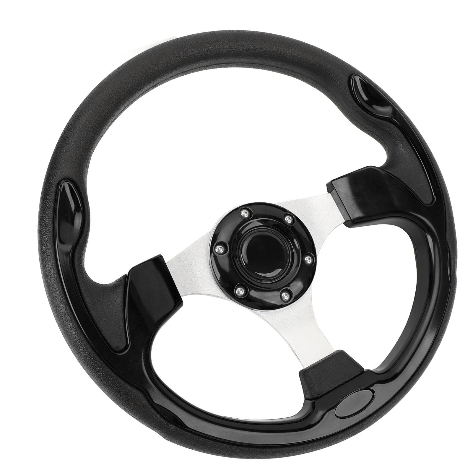 Universal 13in Racing Steering Wheel, PU Leather Wrap Aluminum Frame Comfortable Grip, 6 - Hole Bolt Pattern with Horn Button for Standard Hub Adapter, Sporty Car Interior Upgrade (Nera)