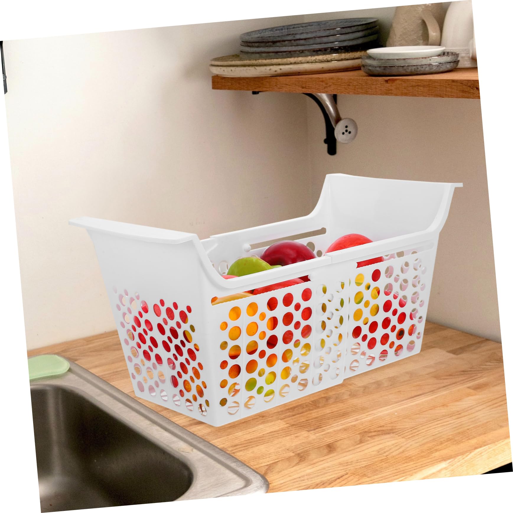 Cesta del Congelador Extensible Ajustable, Plástico Blanco