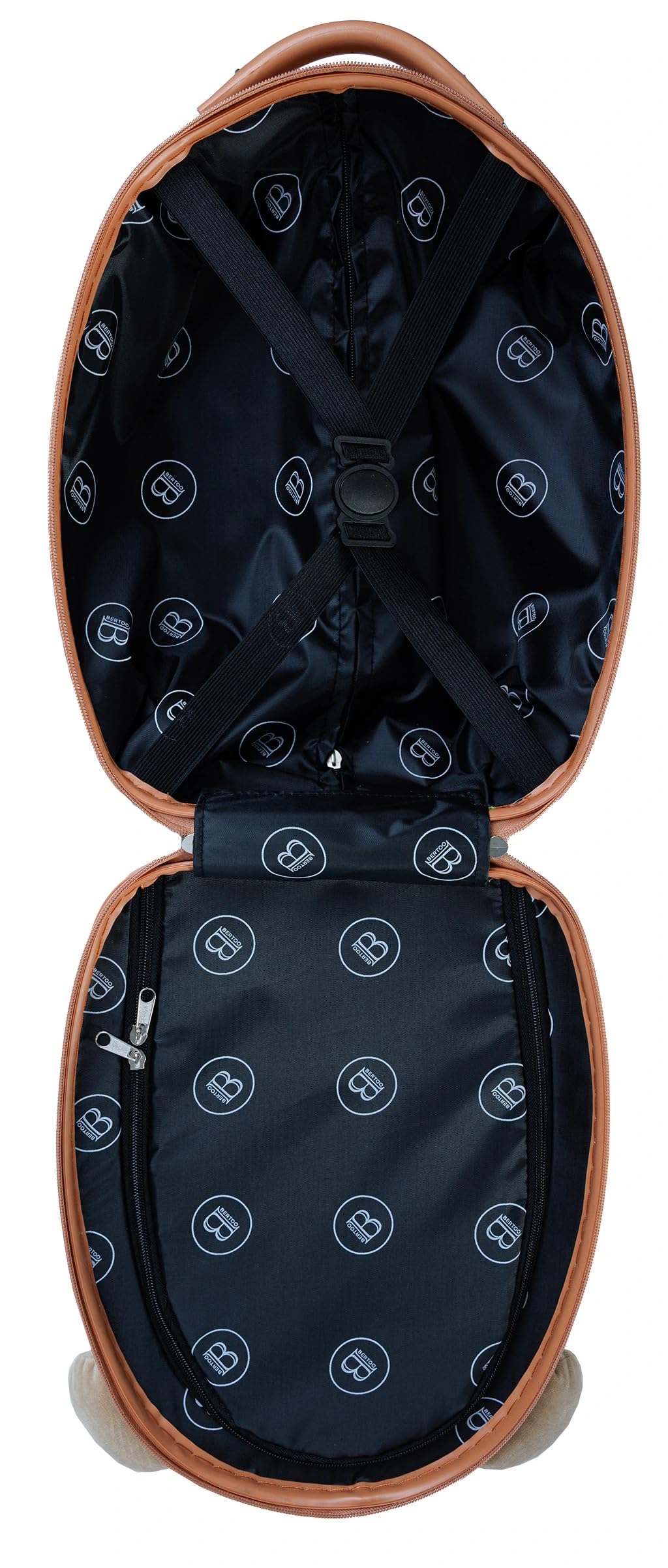 BERTOO Valigia da viaggio per bambini Orso 25L, design simpatico a forma di orso con orecchie di peluche, bagaglio rigido leggero in ABS+PC, marrone